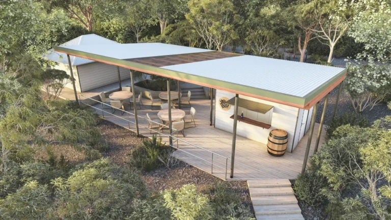 Completed timber and steel gazebo at Yallingup Galleries on Caves Road, Yallingup